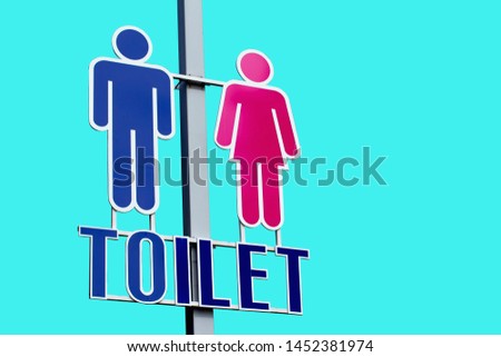Large male and female toilets symbols. Clipping path.