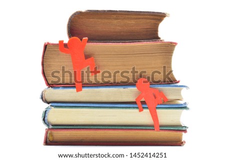 old antique books  on white background
