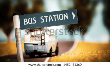 Street Sign the Direction Way to Bus Station