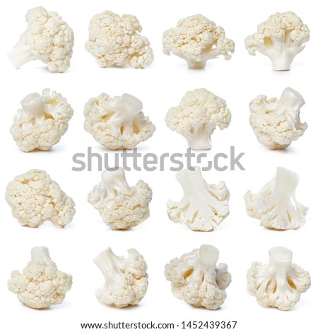 Piece of cauliflower isolated on white background without a shadow. Top view. Flat lay Royalty-Free Stock Photo #1452439367