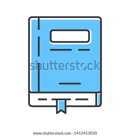 Personal notebook, school textbook color icon. Encyclopedia, diary with bookmark isolated vector illustration. Book shop, publishing house, library logo. Education, knowledge gain, literature symbol