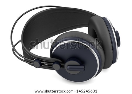 black wireless headphones isolated on white background