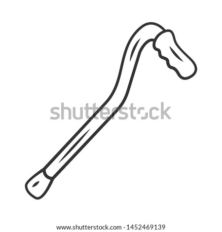 Walking cane, stick linear icon. Mobility aid device for disabled people. Elderly person walking assistance.Thin line illustration. Contour symbol. Vector isolated outline drawing. Editable stroke