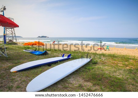 surfing on Jangyori beach in Korea Royalty-Free Stock Photo #1452476666