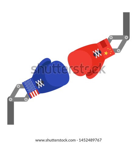 Red and Blue toy boxing gloves arm vector illustration
