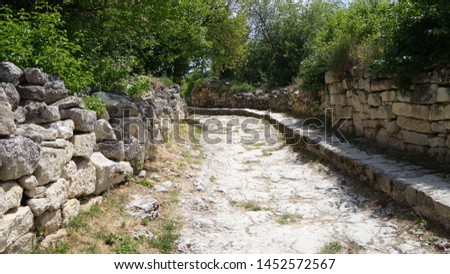 Stone road in the ancient city of Chufut-Kale, Crimea