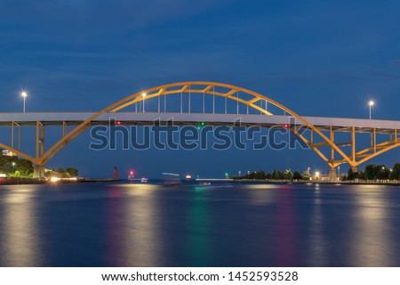 Hoan Bridge at Night on Lake Michigan in Milwaukee