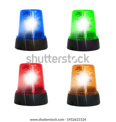 
Blue, green, red and orange beacons isolated on white background