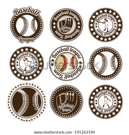 baseball seals over white background vector illustration