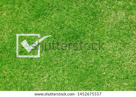 Turf and check mark, background material, green, sports