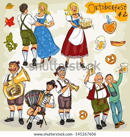 Oktoberfest - hand drawn clip art collection  - part 2. Sketch, isolated