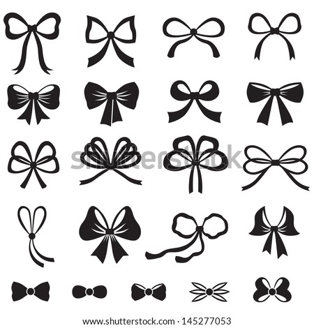 Black and white silhouette image of bow set Royalty-Free Stock Photo #145277053