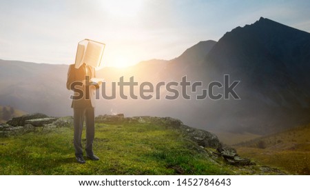 Businessman with book head. Business efficiency concept.