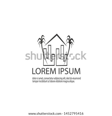 Vector of tree and house logo template with modern design. Luxury and elegant with simple design. Colorful. Can be used for important events. Eps 10. 