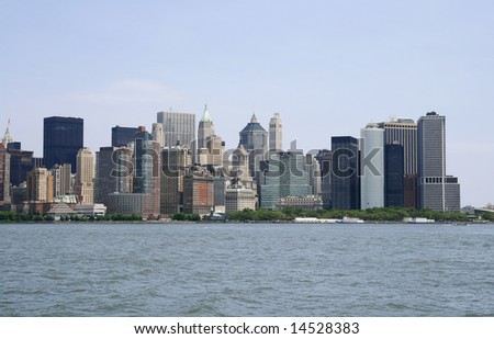 View of Lower Manhattan buildings in New York City.