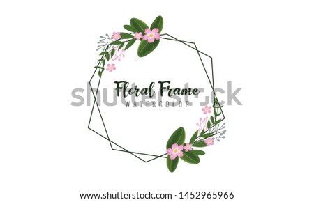 Floral frame wedding invitation, flower logo vector