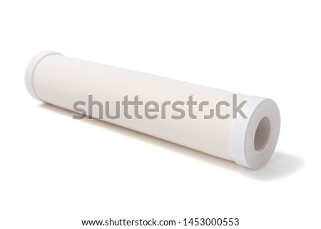 House water filter, new ceramic filter tube pores system for water purifier isolated on white background. Selective focus. Royalty-Free Stock Photo #1453000553