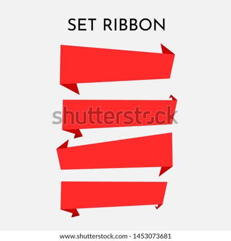 set ribbon with red color, shape ribbon vektor, banner web vektor