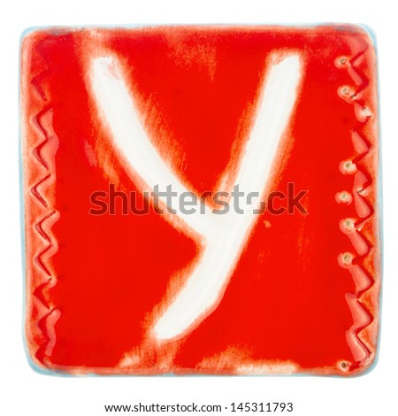 Big size colorful handmade ceramic letter isolated on white background