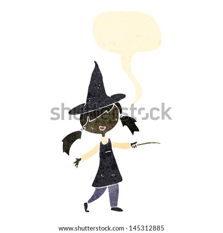 retro cartoon witch casting spell