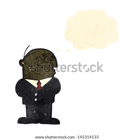 retro cartoon important businessman with thought bubble