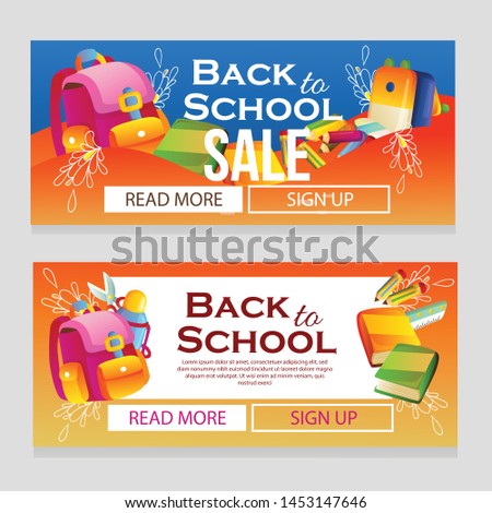 colorful school banner with school supplies vector illustration