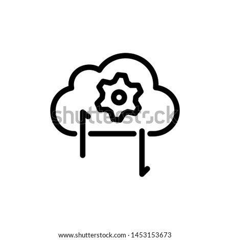 Cloud with Gear and arrow isolated on white background ,Thin line icon ,Vector Illustration for symbol web or app stock