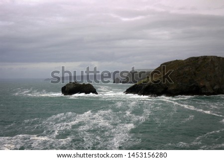 Celtic Sea coast view near Tintagel village, Cornwall, England