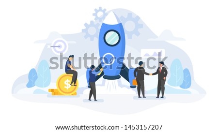 Start Up Business Concept Vector Flat Illustration for landing page, wallpaper, background, banner, advertising, web, business