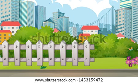 Park in city scene illustration