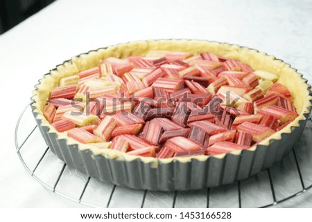 closeup shot of rhubarb tart