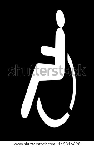 white handicap sign on black background,Handicap sign