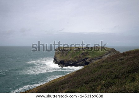 Scenic coast of Celtic Sea view, Tintagel village, Cornwall