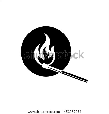 Lit Matchstick, Burning Matchstick Vector Art Illustration