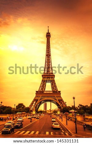 Sunset in the Eiffel Tower