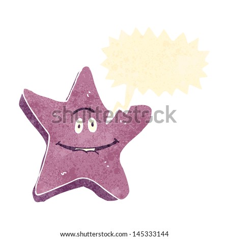 retro cartoon starfish with speech bubble