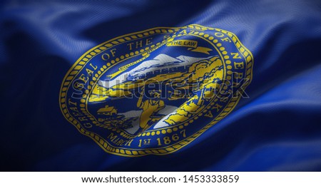 Official flag of the state of Nebraska. United States of America.