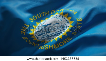 Official flag of the state of South Dakota. United States of America.