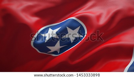 Official flag of the state of Tennesse. United States of America.