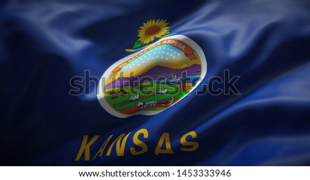 Official flag of the state of Kansas. United States of America.