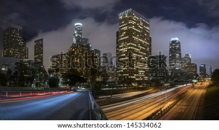 LA downtown at night - Long exposure