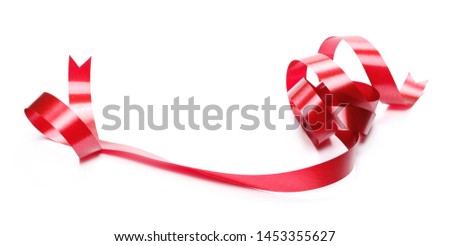 Red ribbon isolated on white background and texture