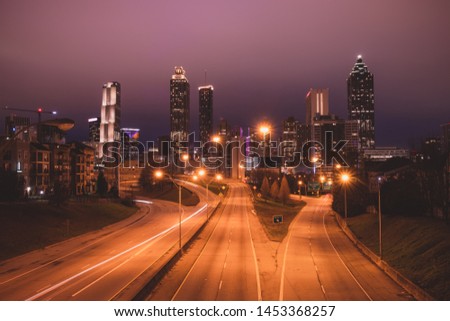 Atlanta city night panoramic view skyline, Georgia, USA