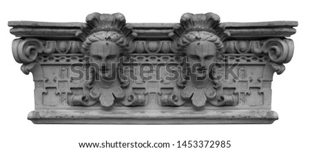 Elements of architectural decorations of buildings, columns and capitals, gypsum moldings, wall textures and patterns. On the streets in Georgia, public places.