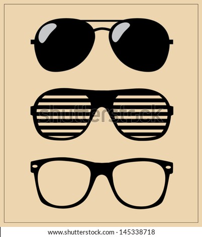 Set of Sunglasses. Vector Illustration Glasses Hipster. Template. Royalty-Free Stock Photo #145338718