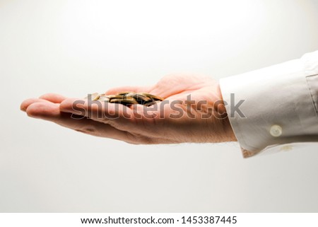 a male hand and sign and icons
