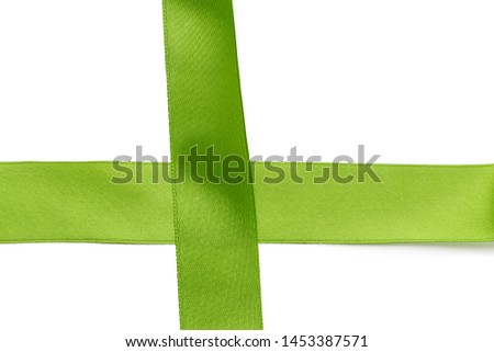 Green ribbon border isolated on white background close up