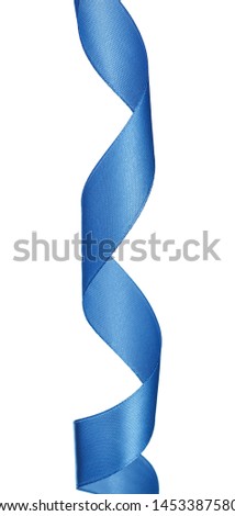 Dark blue satin ribbon isolated on white background