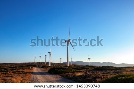 Wind farm, wind park in Vrouchas, Crete