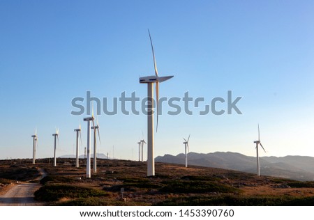 Wind farm, wind park in Vrouchas, Crete